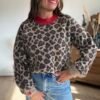 Pull léopard col rouge - Modèle Victor