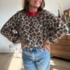 Pull léopard col rouge - Modèle Victor