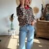 Pull léopard col rouge - Modèle Victor