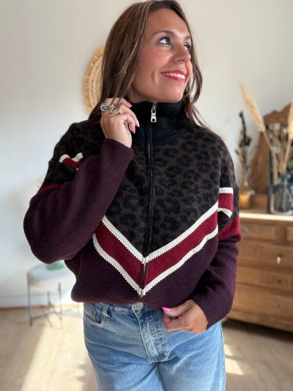 img_1996 Gilet Zippé Léopard & Bordeaux- Modèle Valeria