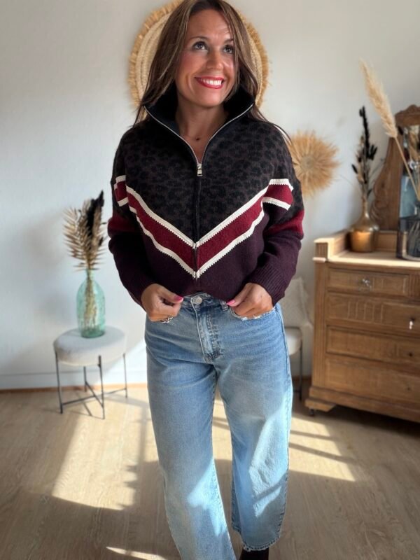 img_1997 Gilet Zippé Léopard & Bordeaux- Modèle Valeria