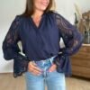 BLOUSE FLUIDE AVEC DENTELLE Blouse Fluide Manches en Dentelle- Modèle Saphyr