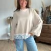 SWEAT BEIGE A DENTELLE Sweat Beige avec Dentelle - Modèle Melissandre