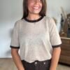 T shirt taupe maille fine - Modèle Carla