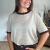 T shirt taupe maille fine - Modèle Carla