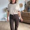 T shirt taupe maille fine - Modèle Carla