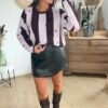 Pull Rayé en Maille Bouclée & Cœurs Brodés - Modèle Mandy