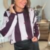 Pull Rayé en Maille Bouclée & Cœurs Brodés - Modèle Mandy