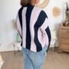 Pull Rayé en Maille Bouclée & Cœurs Brodés - Modèle Mandy