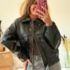 Veste Bombers grainé noire - Modèle Josh