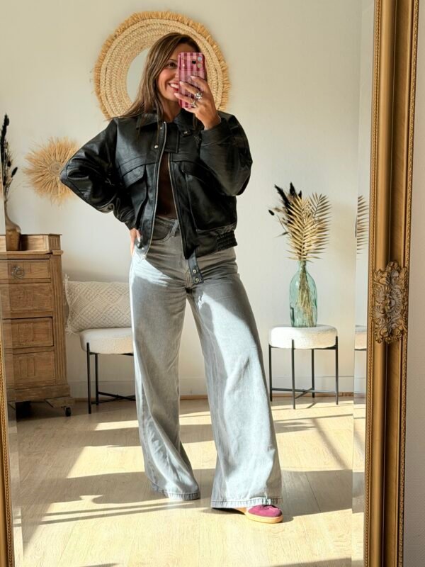 Veste Bombers grainé noire - Modèle Josh