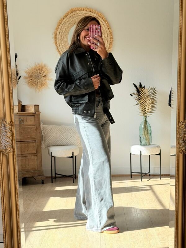 Veste Bombers grainé noire - Modèle Josh