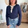 Pull ajusté bleu marine - Modèle Rackelle