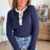 Pull ajusté bleu marine - Modèle Rackelle