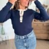Pull ajusté bleu marine - Modèle Rackelle