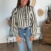 Chemise à rayures kaki - Modèle Sophie