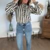 Chemise à rayures kaki - Modèle Sophie