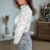 Top en dentelle écru - Modèle Nathalie