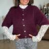 Cardigan manches courtes Bordeaux - Modèle Lisa