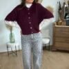 Cardigan manches courtes Bordeaux - Modèle Lisa