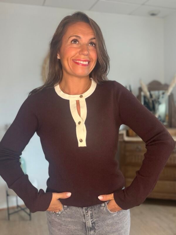 Pull ajusté marron  - Modèle Rackelle