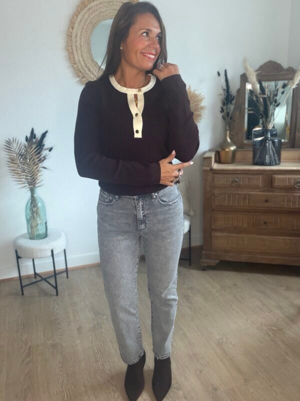 Jean Mom fit Stretch gris Effet Délavé - Modèle Jenna