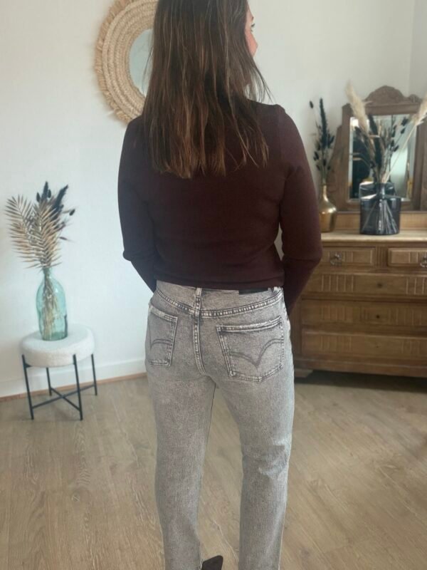 Jean Mom fit Stretch gris Effet Délavé - Modèle Jenna
