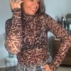 Sous pull léopard en tulle - Modèle Gladys