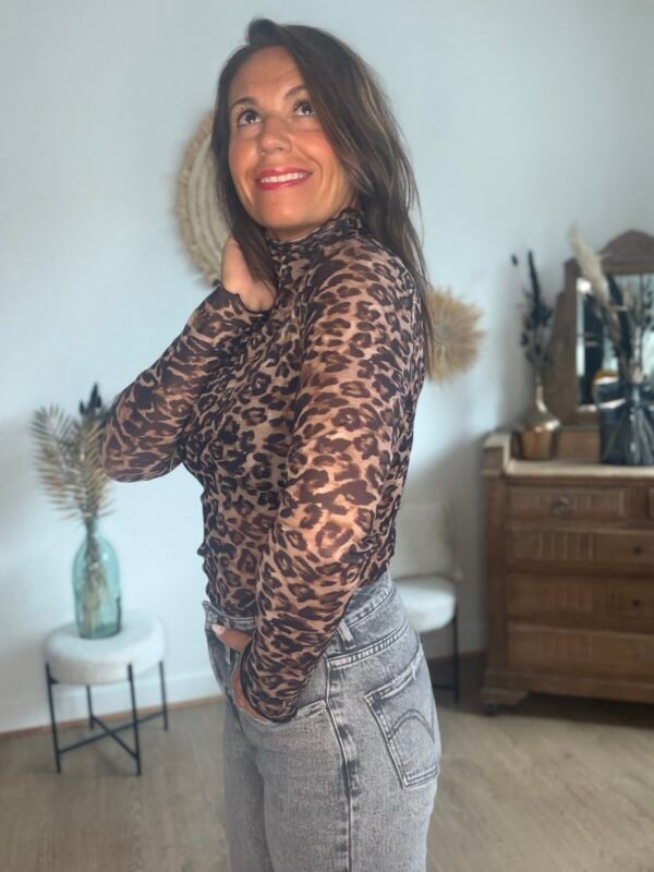 Sous pull léopard en tulle - Modèle Gladys