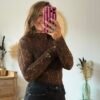 Top en dentelle marron - Modèle Nathalie