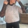 Cardigan manches courtes taupe - Modèle Lisa