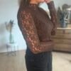 Top en dentelle marron - Modèle Nathalie
