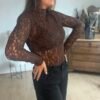 Top en dentelle marron - Modèle Nathalie
