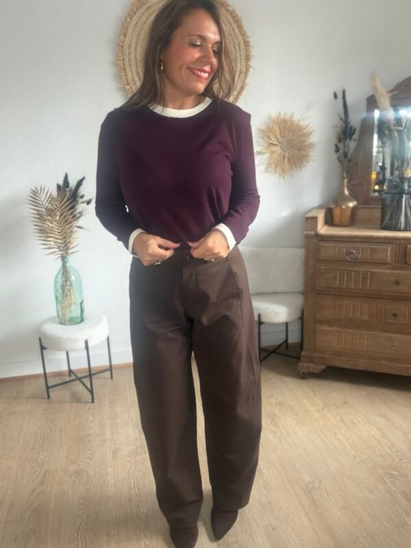 Pantalon fluide barrel marron - Modèle June