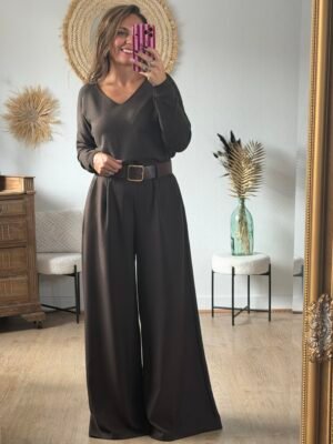 Pantalon Palazzo marron - Modèle Anna