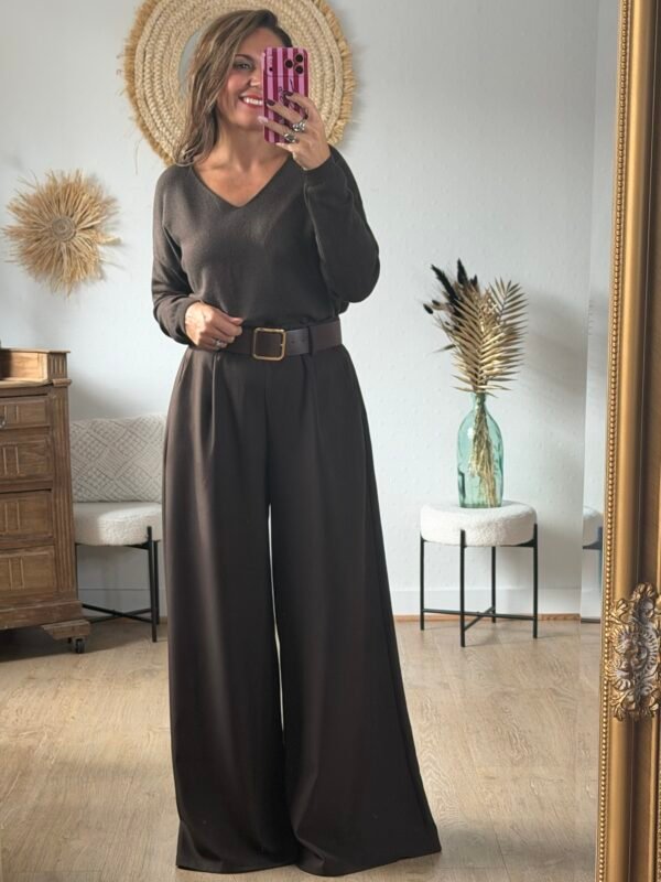 Pantalon Palazzo marron - Modèle Anna