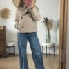 Veste manteau beige col montant - Modèle Sibile