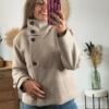 Veste manteau beige col montant - Modèle Sibile