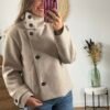 Veste manteau beige col montant - Modèle Sibile