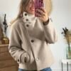 Veste manteau beige col montant - Modèle Sibile