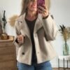 Veste manteau beige col montant - Modèle Sibile