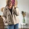 Veste manteau beige col montant - Modèle Sibile