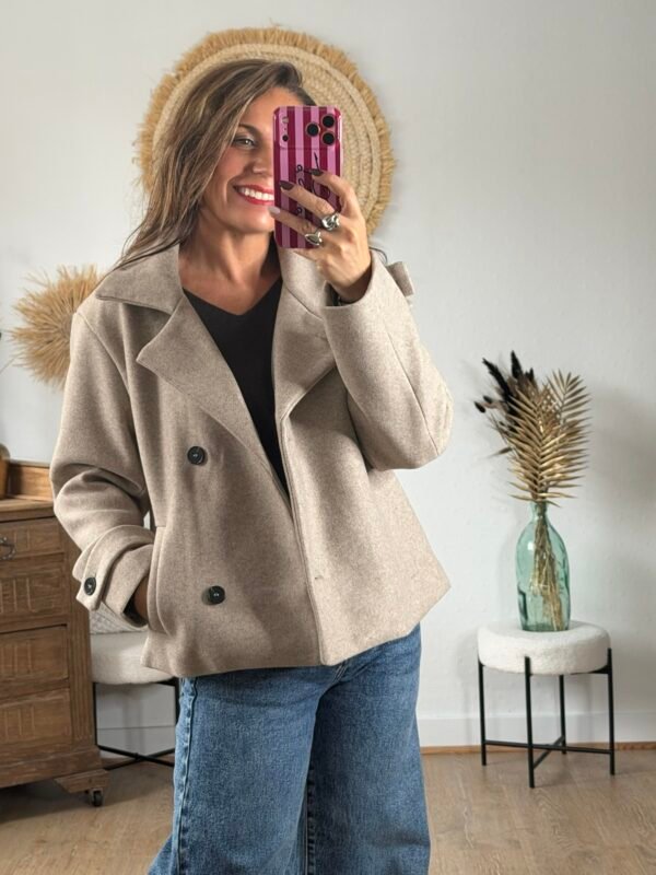 Veste manteau beige col montant - Modèle Sibile